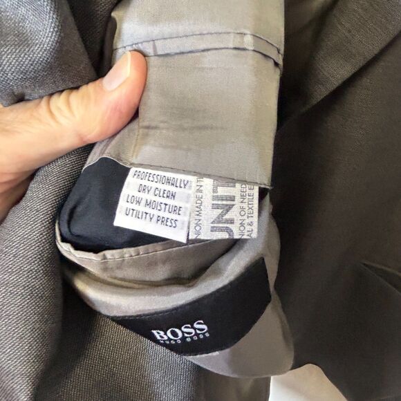 Boss Hugo Boss Einstein Gray Wool Single Breasted 3 Button Suit Jacket Size 46R - Picture 9 of 14